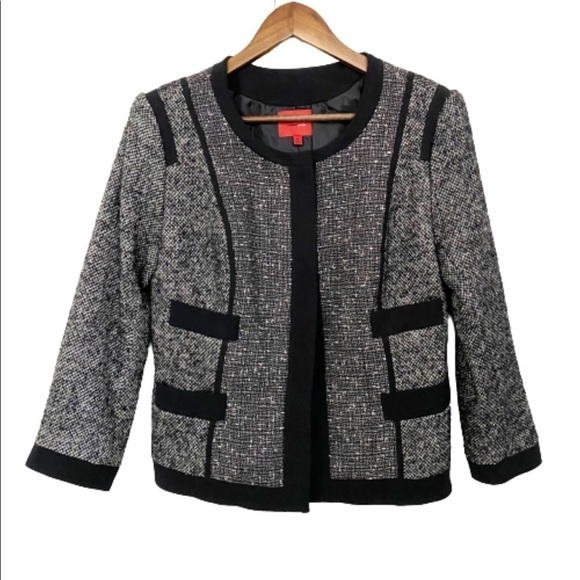 Narciso Rodriguez Black Tweed Snap Button Blazer - Picture 1 of 7